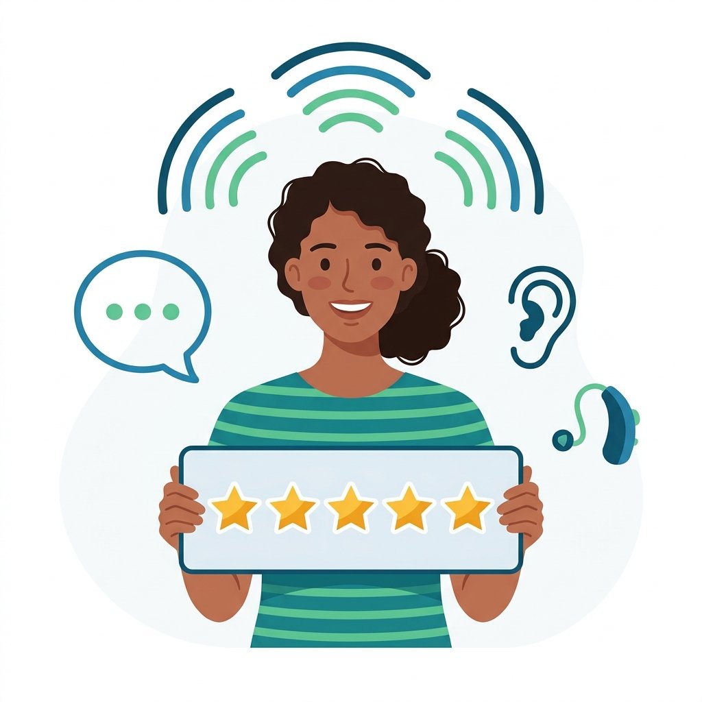 Happy patient sharing feedback